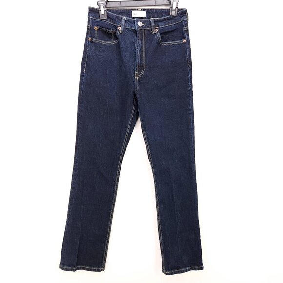 Zara Womens Jeans Straight Leg Size 6 Dark Wash Denim Pants High Rise - Picture 1 of 12